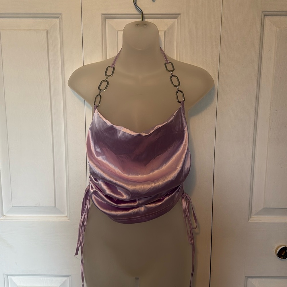 Akira necklace silky gathered sides Halter Top size S NWOT B928